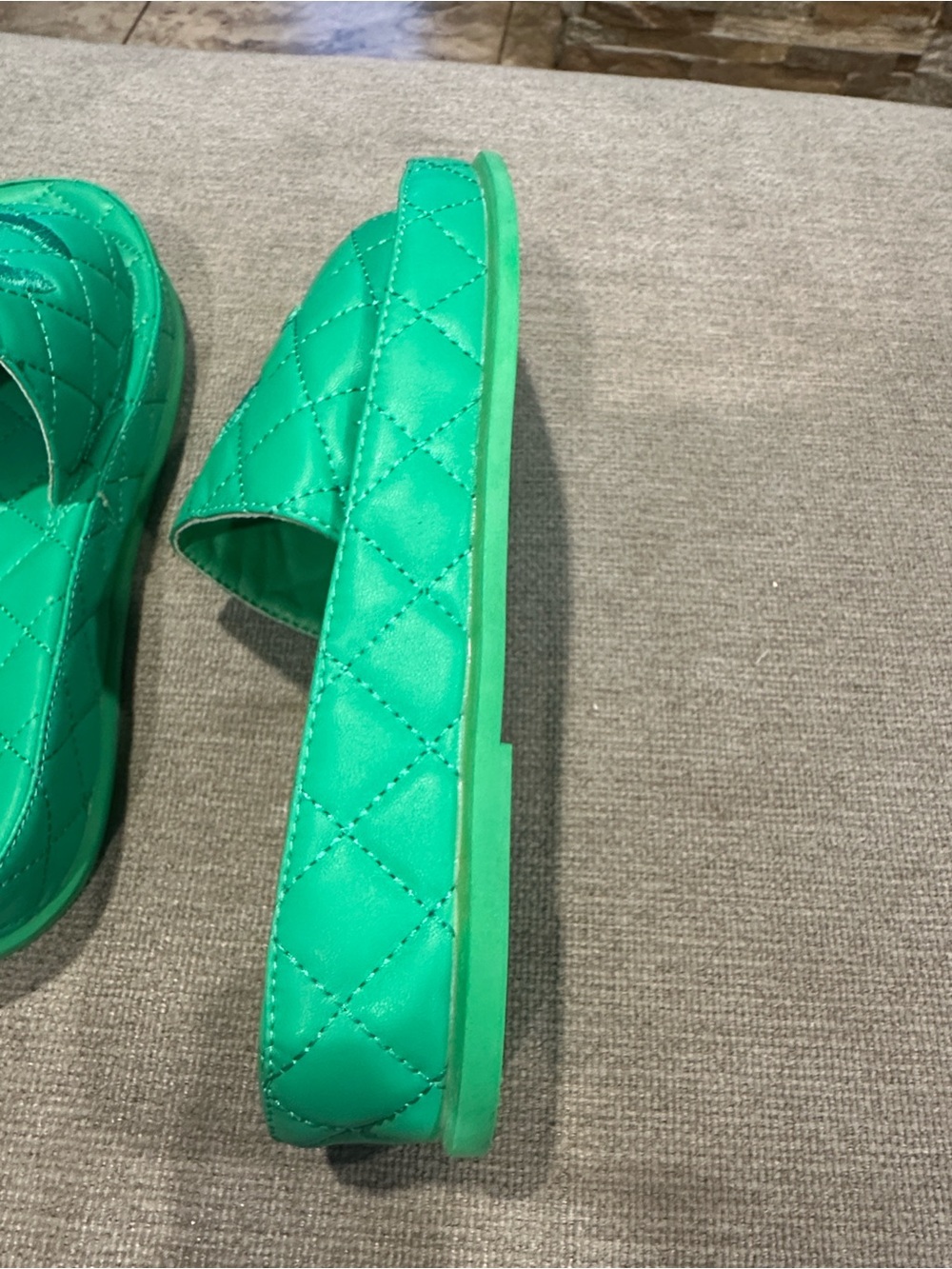 Quilted Slide Sandals - Green size 36 - Picture 4 of 9